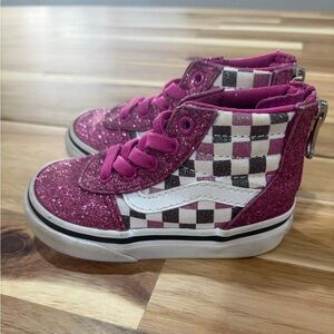 Sparkly Vans Pink Checkered Kids Sneakers size Toddler 5